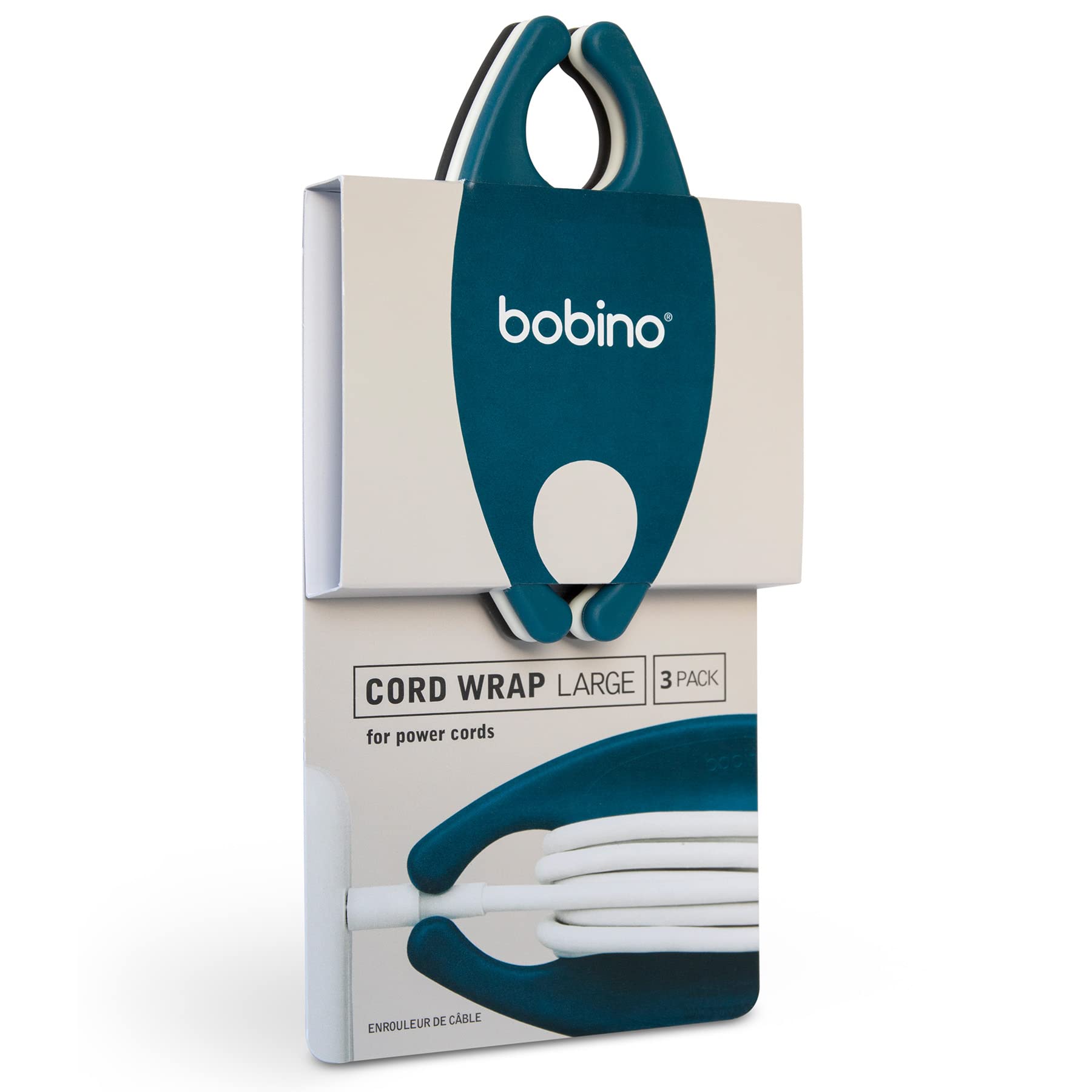 Bobino Cord Wrap & Cable Organizer - 3 Pack Desk Cable Management System for Wire & Cord Ties, Under Desk Cable Holder - Perfect for Home Office, Gaming Setup & Computer Accessories Organization