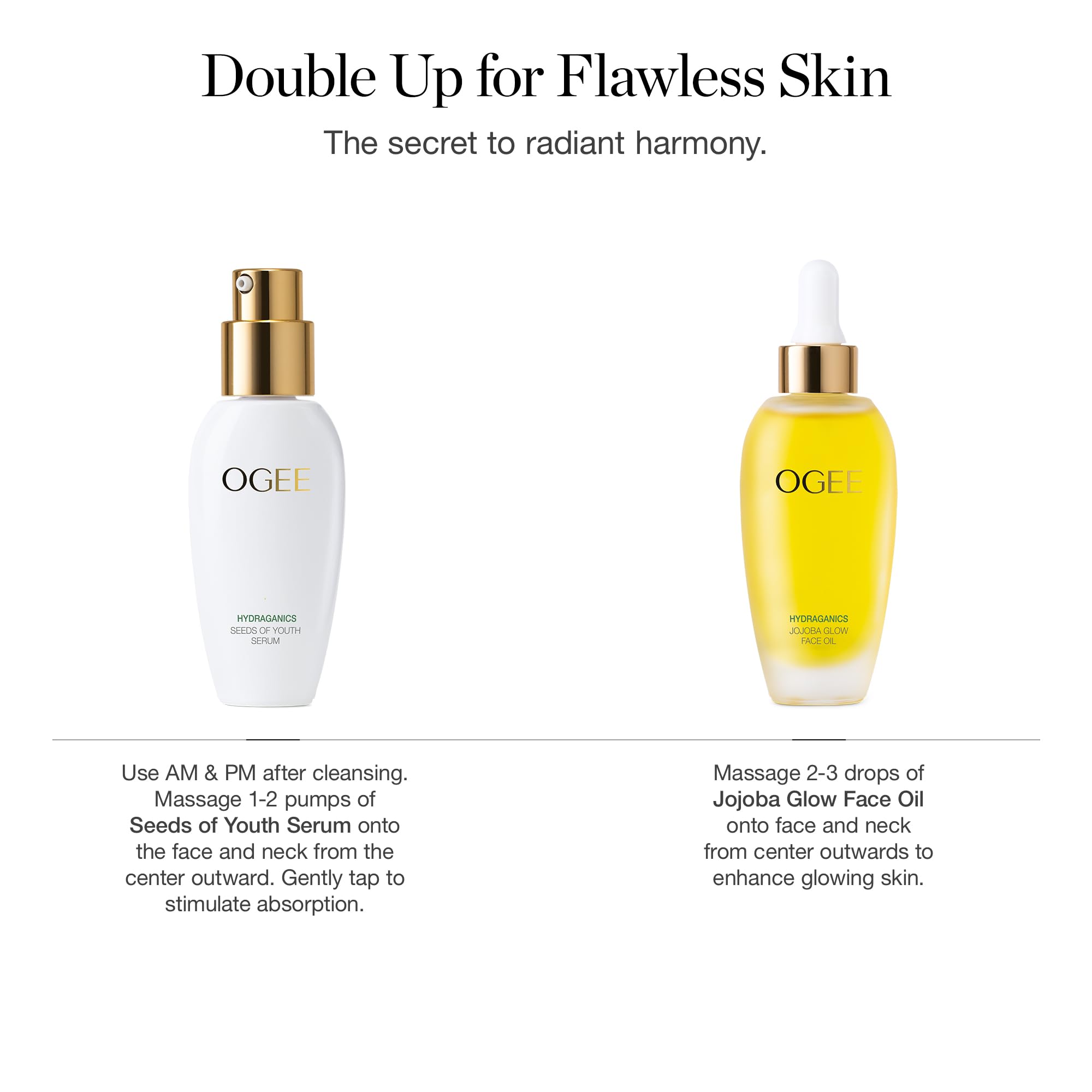 Ogee Dynamic Duo - Organic Jojoba Glow Face Oil & Hyaluronic Acid Serum for Youthful Skin | Hydrating Skincare Set for Dry, Sensitive, and Aging Skin | Perfect for Night Routine and Daily Moisturizing