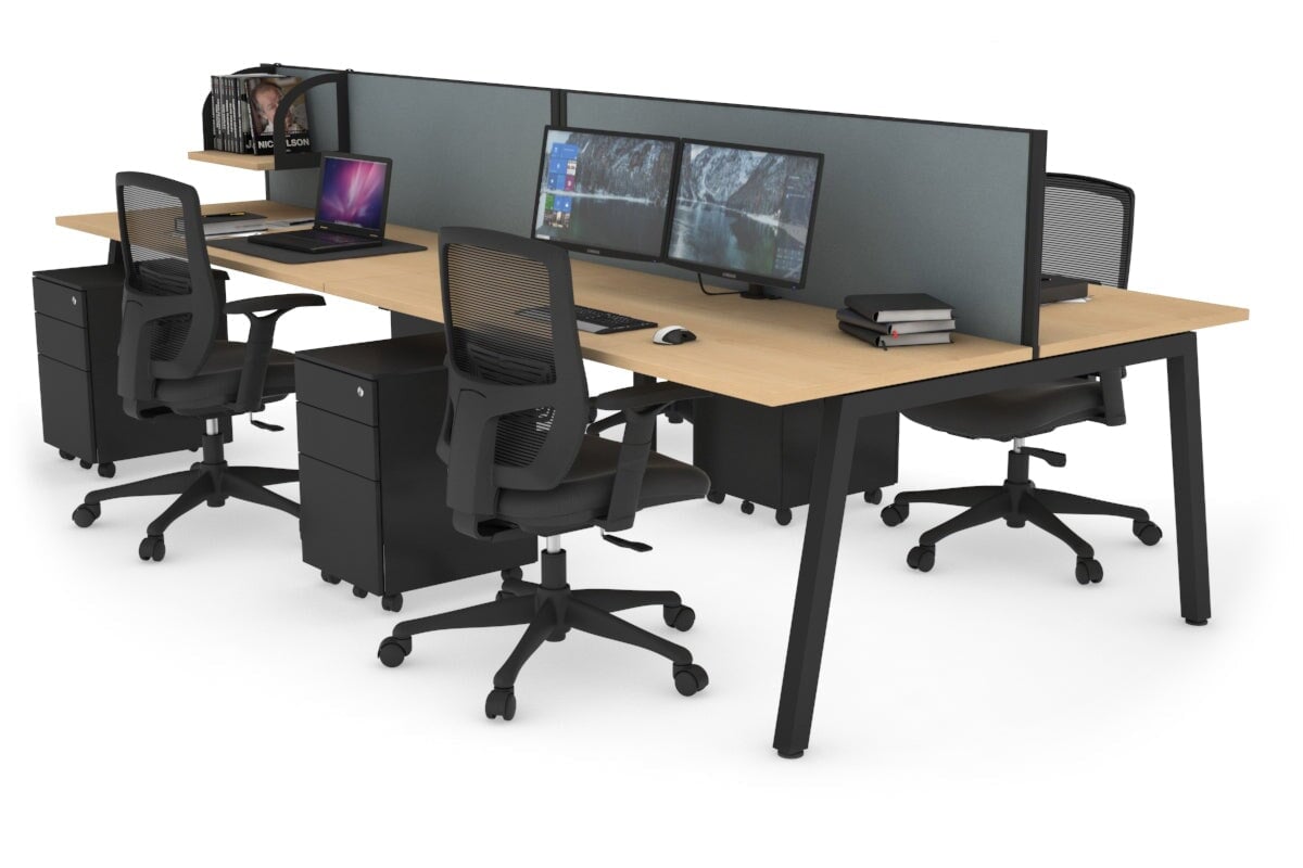 Quadro 4-Person Office Workstation Desk - 1600L x 700W Dimensions - Perfect for Team Collaboration, Open Office Spaces & Shared Workstations