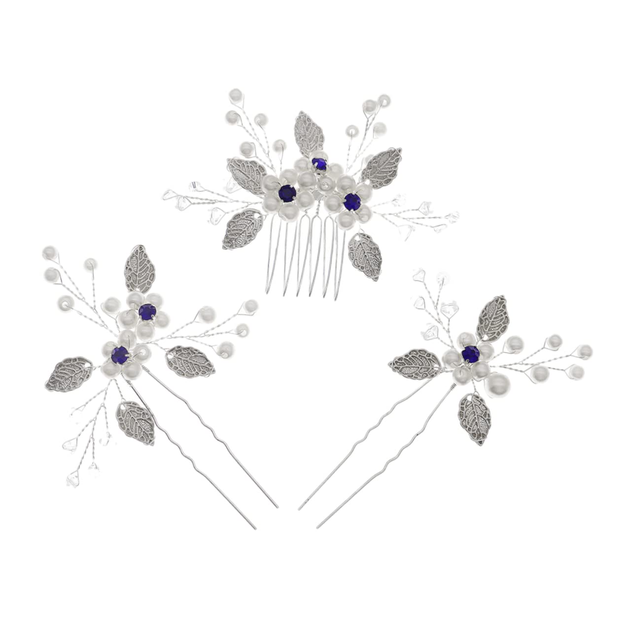 FRCOLOR Bridal Wedding Comb Set - Rhinestone Hair Clips, Teasing Brush & Leaf Insert Comb for Brides | Elegant Wedding Hair Accessories for Bridal Shower, Ceremony & Reception