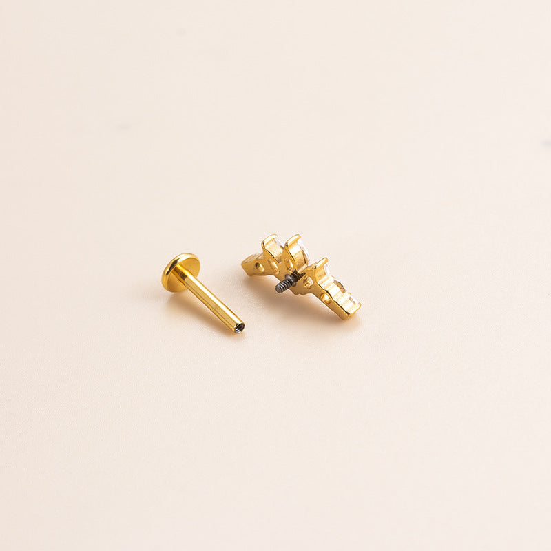 16G Cartilage Titanium Earrings - Dainty Ribbon & Floral Design Conch Earrings for Women | Perfect for Piercing Healing, Everyday Wear & Special Occasions | HSPJ539