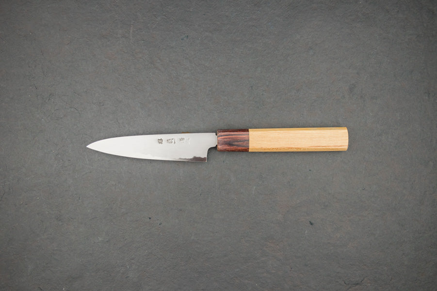 Premium Sakai Kikumori Yoshikazu Tanaka Shironiko Kasumi Petty Knife 120mm - Japanese High Carbon Steel Kitchen Knife for Precise Slicing, Peeling & Garnishing