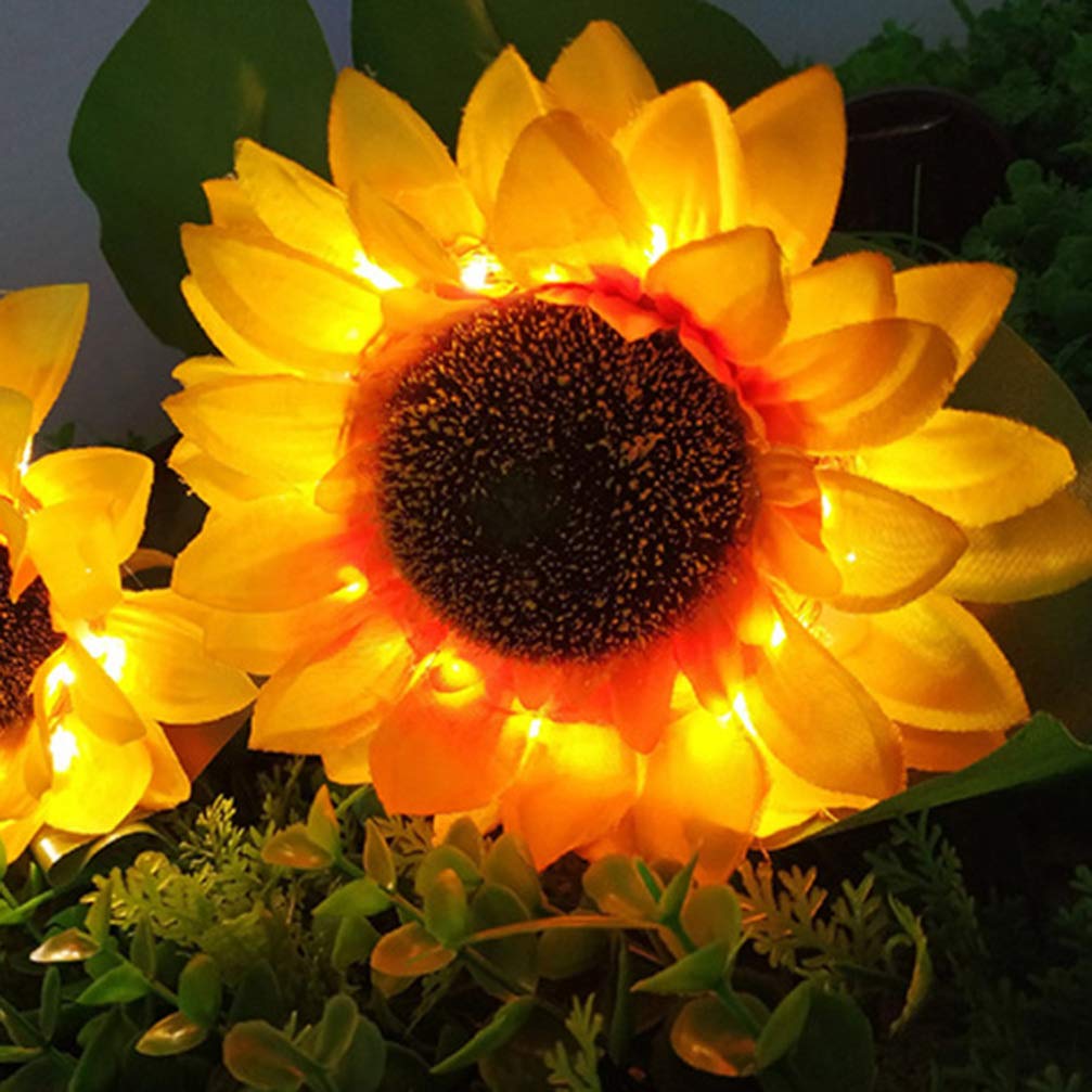 Sunflower Solar Lights 2-Pack - Waterproof Outdoor Garden Decor for Pathways & Lawns