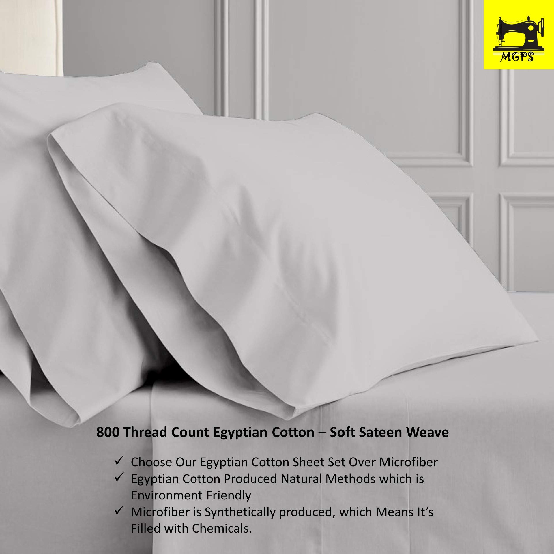 Luxury 800 Thread Count 100% Egyptian Cotton Split King Sheet Set for Adjustable Beds (34