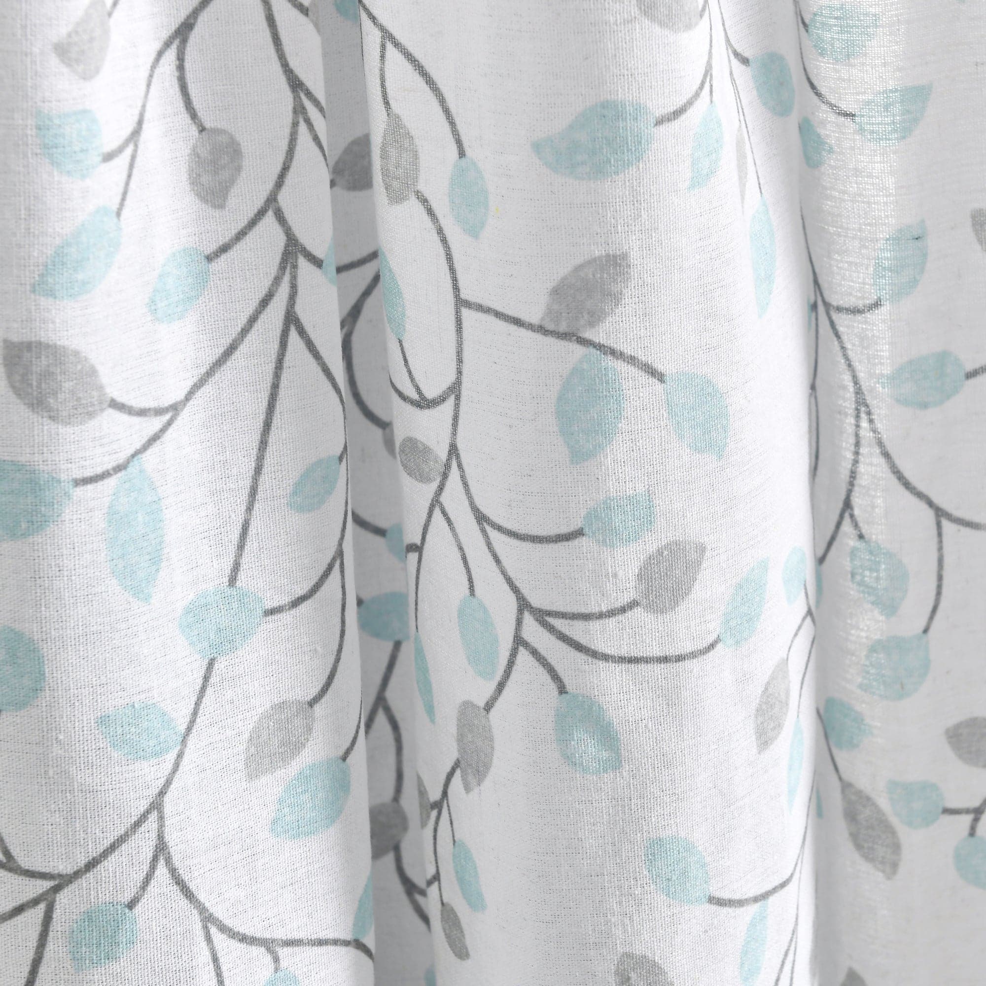 Linen Botanical Garden Window Curtain Panel with Button Details - Elegant Floral Design for Living Room, Bedroom & Home Decor