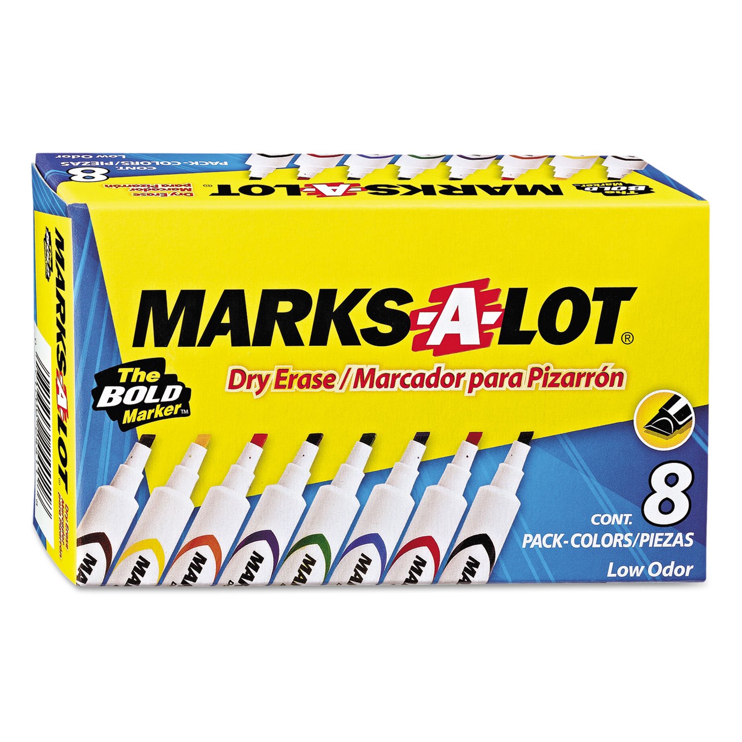 AVE24411 Marks-a-Lot Desk Style Dry Erase Markers - 12 Pack, Chisel Tip, Assorted Colors for Whiteboards, Office, Classroom & Home Use