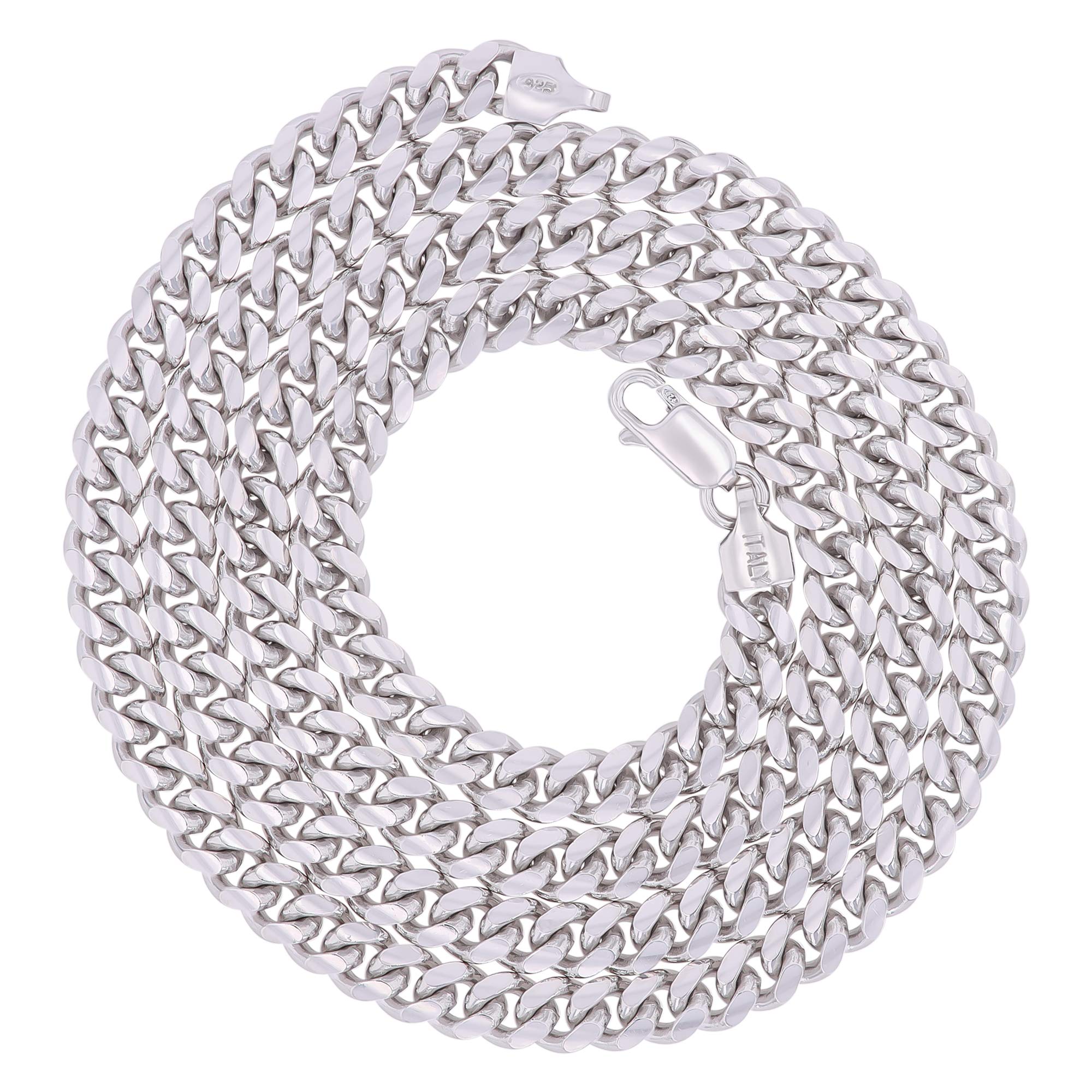 14K Gold or Rhodium Plated 925 Sterling Silver Miami Cuban Chain Necklace for Men | 1mm-13mm Thickness | Durable Italian Style Jewelry | Perfect for Gifts, Parties, and Everyday Wear
