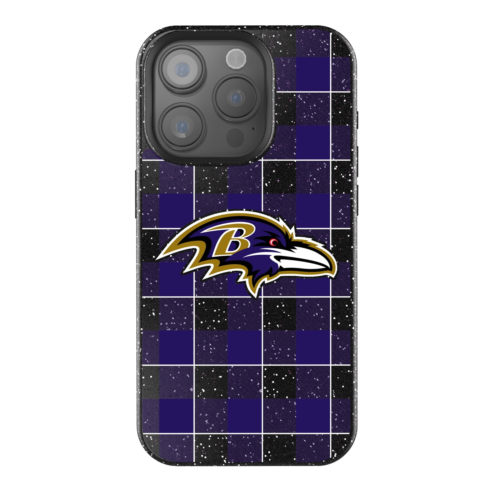 Baltimore Ravens Plaid Bling Rhinestone Phone Case for iPhone & Samsung - Stylish Protective Cover for Football Fans & Game Day Accessories