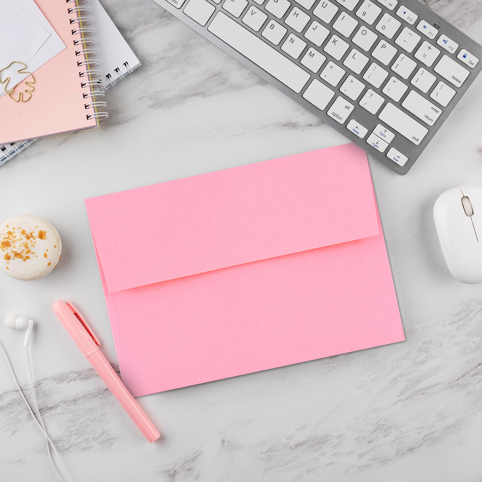 AZAZA 50 Pack A2 Envelopes 4.37x5.75 Inches - Pink Self Seal Printable Invitation Envelopes for Wedding, Baby Shower, Greeting Cards & Stationery - Perfect for DIY Crafts, Mailing & Special Occasions