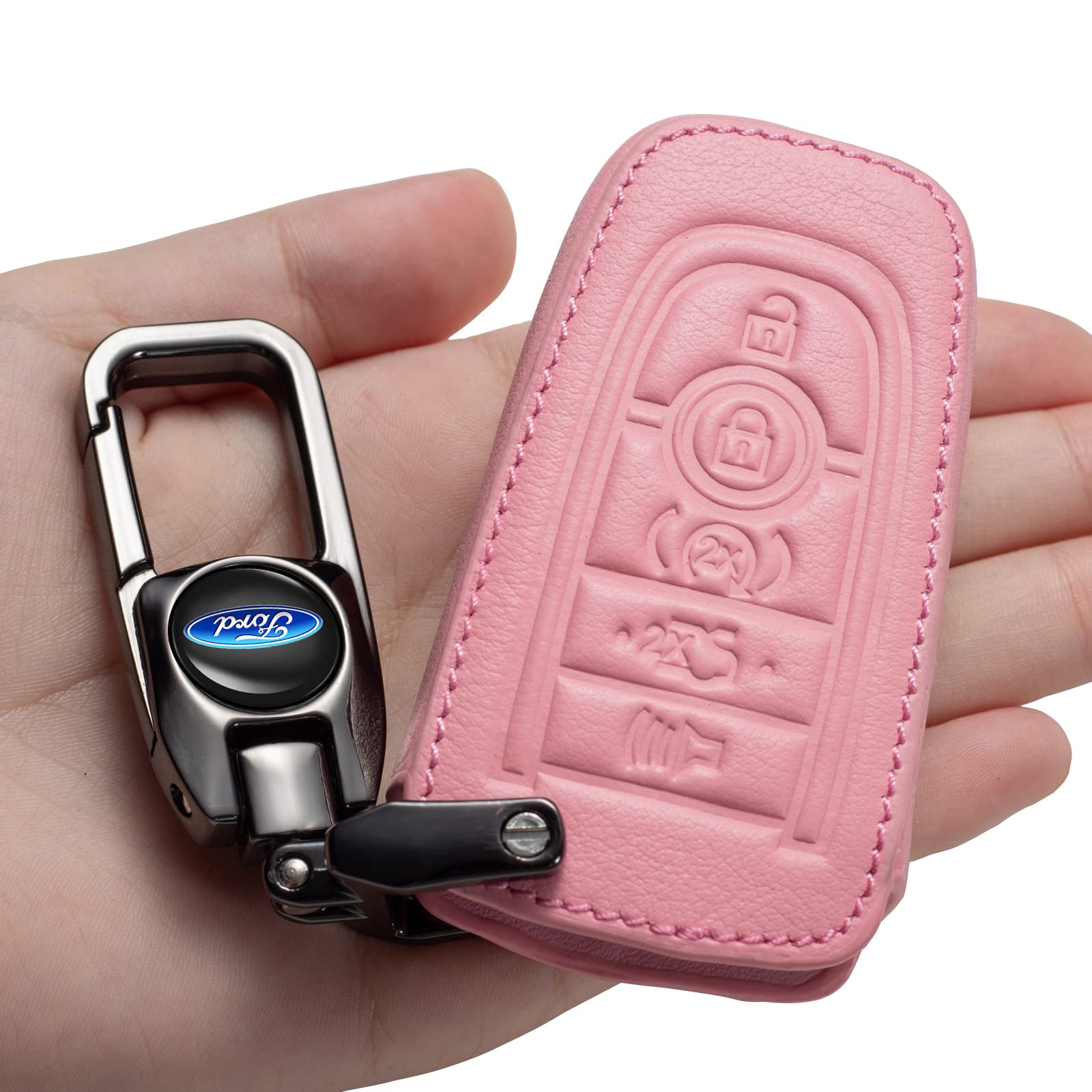 Premium Leather Car Key Fob Cover with Keychain - Replacement Key Holder Case for Most Vehicles | Durable Protection & Stylish Accessory for BMW, Mercedes, Audi | Perfect for Everyday Use, Travel & Gift Giving