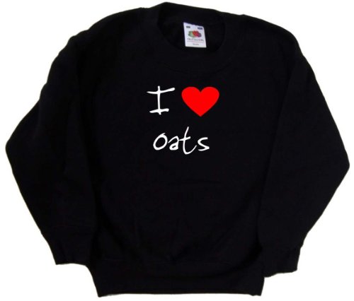 I Love Heart Oats Black Kids Sweatshirt - Cute Graphic Hoodie for Boys & Girls - Perfect for School, Playdates & Family Outings