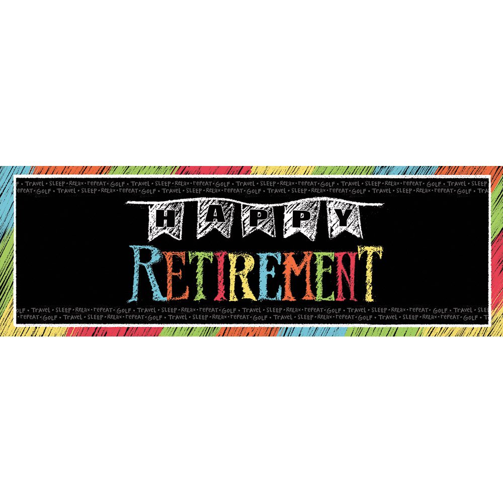Creative Converting 291977 Giant Retirement Party Banner - Premium Chalkboard Style Sign for Retirement Celebrations, Office Decor & Milestone Events