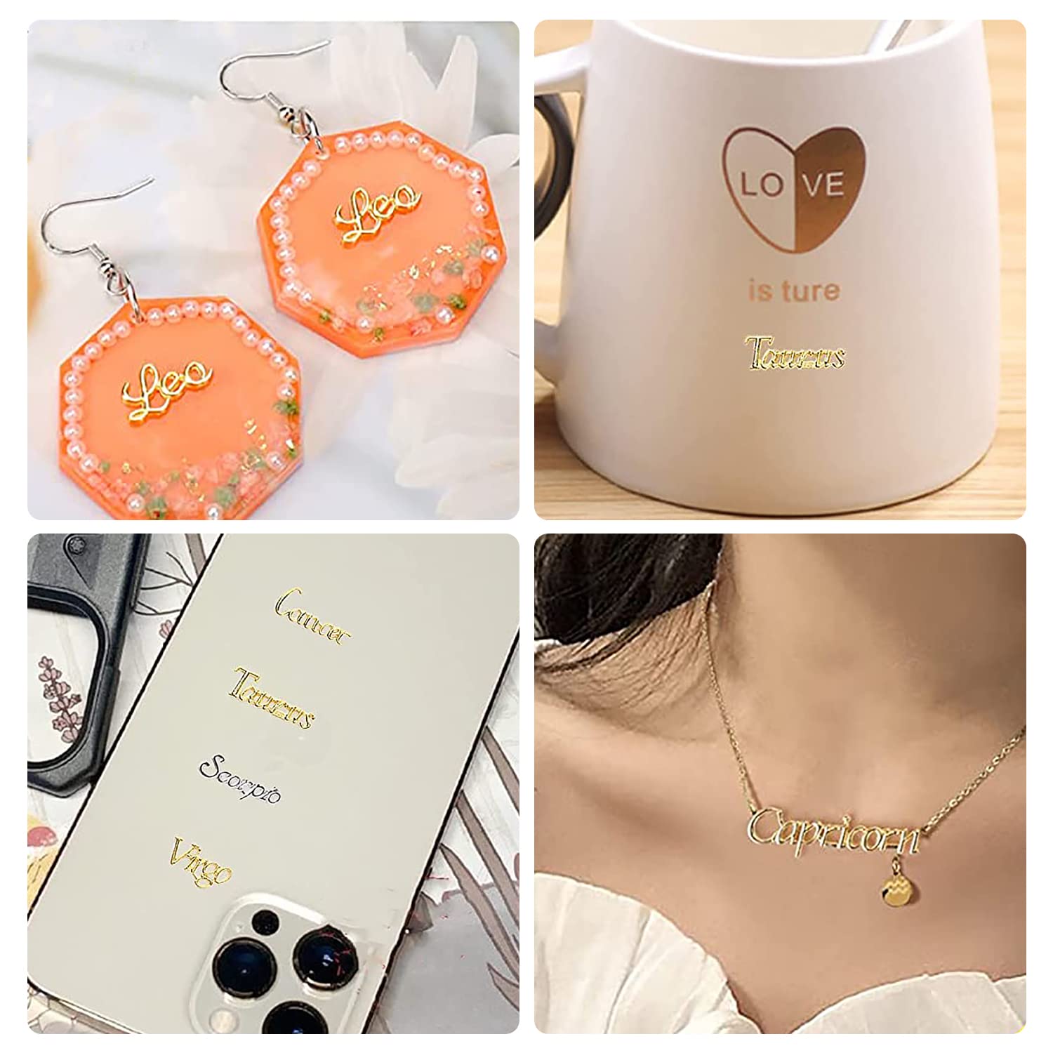 72-Piece Alloy Zodiac Constellation Nail Charms - Gold & Silver Zodiac Sign Nail Studs for Women & Girls | Perfect for Nail Art, DIY Manicures, and Gift Giving