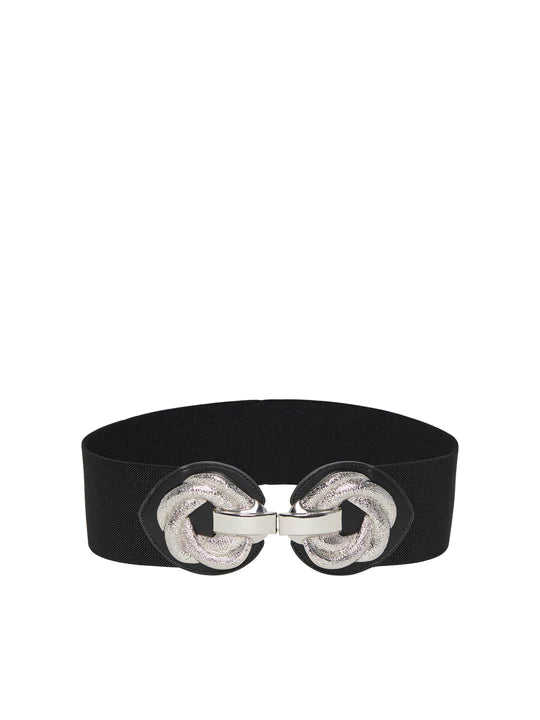 MITTE Elasticated Belt for Men & Women - Adjustable Waistband with Black & Silver Buckle - Perfect for Casual, Office & Formal Wear