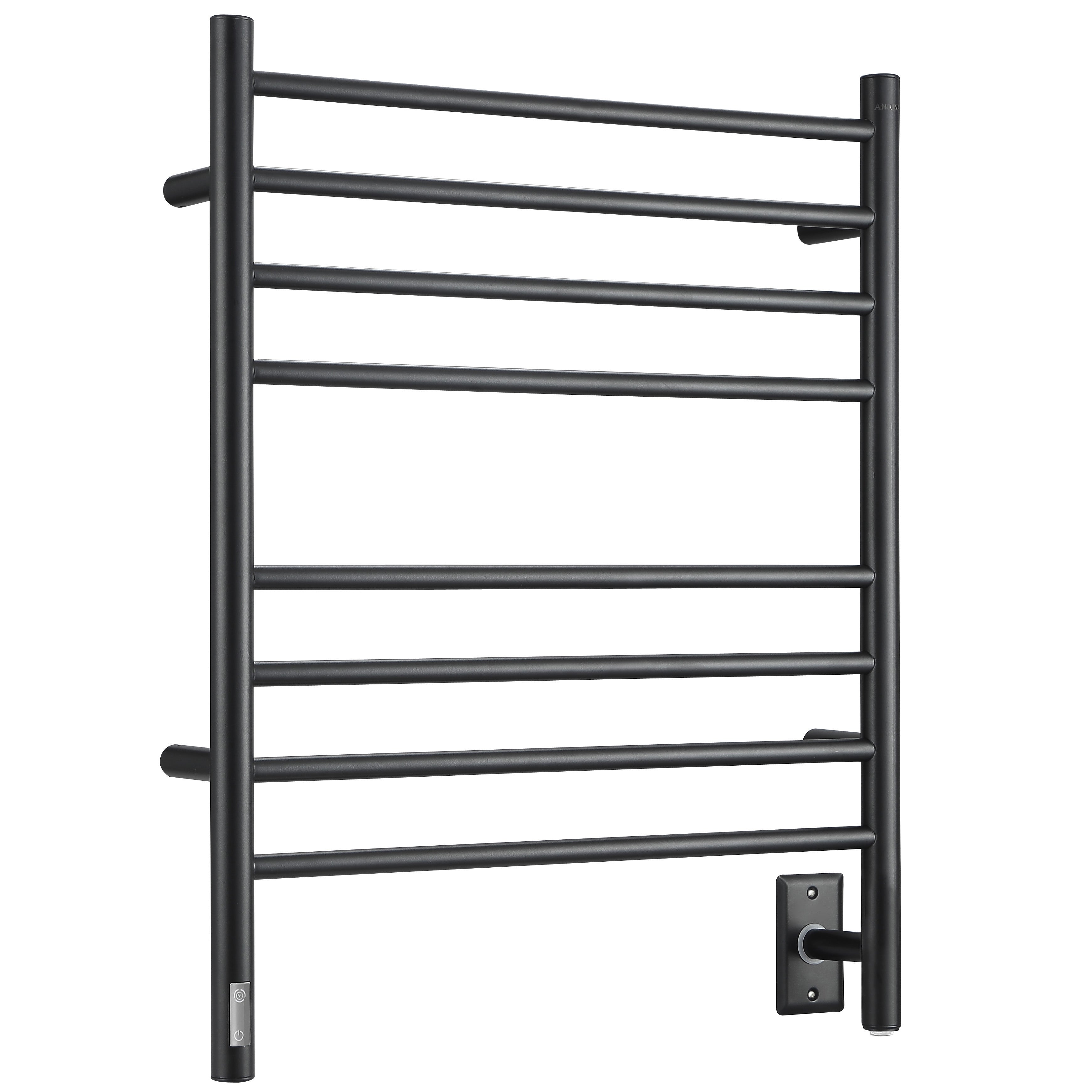 Prestige OBT 8 Bar Wall Mounted Towel Warmer with Built-in Timer - Matte Black Finish | Bathroom Luxury & Spa Experience