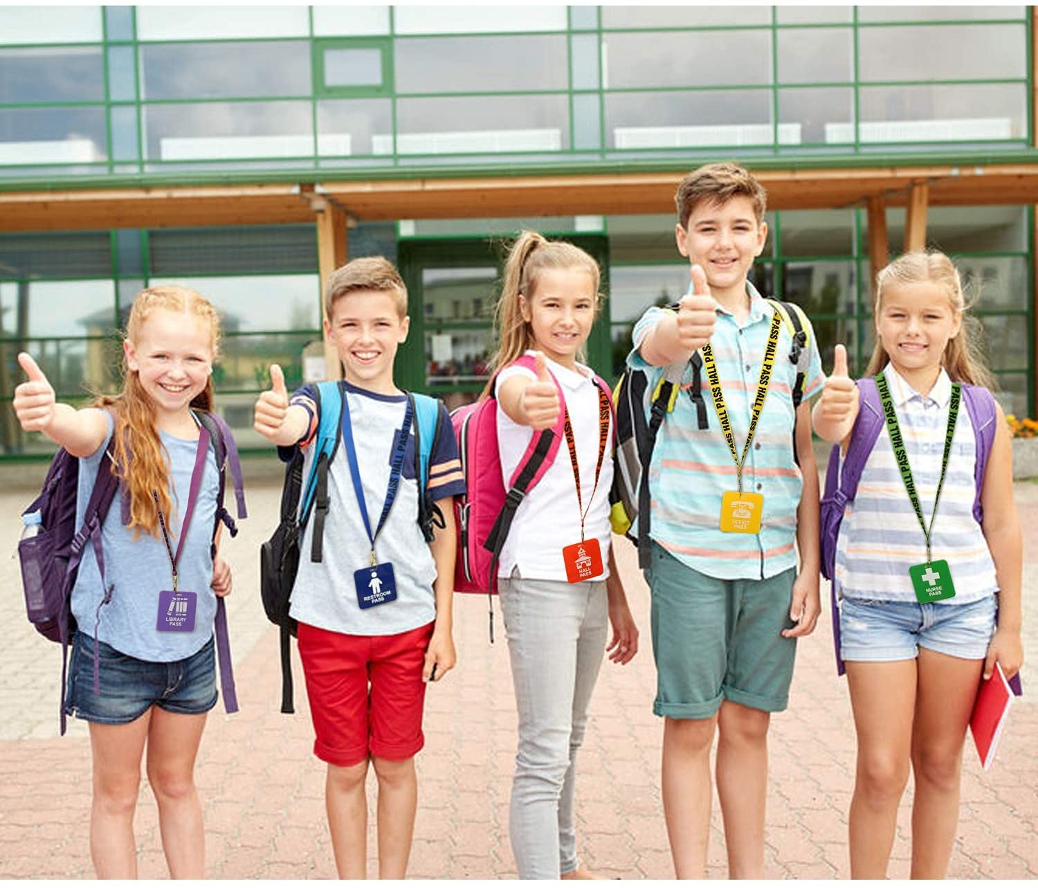 Hall Pass Lanyards (12 Pack) for School & Office Use