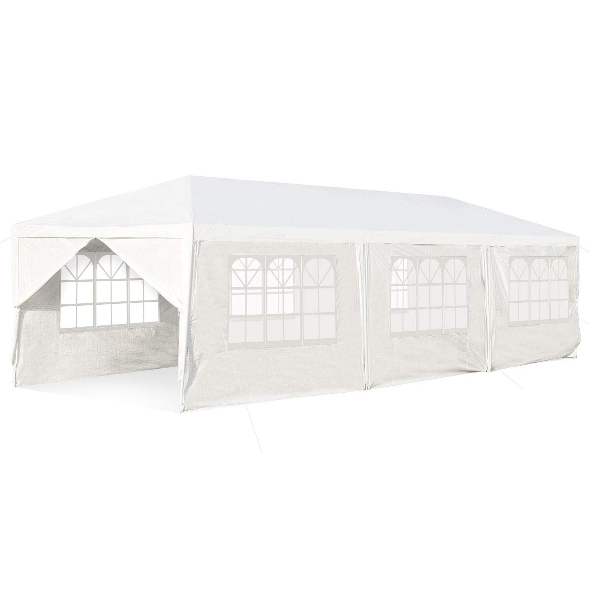 10' x 30' White Outdoor Gazebo Canopy with 6 Removable Walls - Waterproof Wedding Tent, Party Shelter & Camping Sunshade - Perfect for Backyard Events, Garden Parties & Outdoor Gatherings