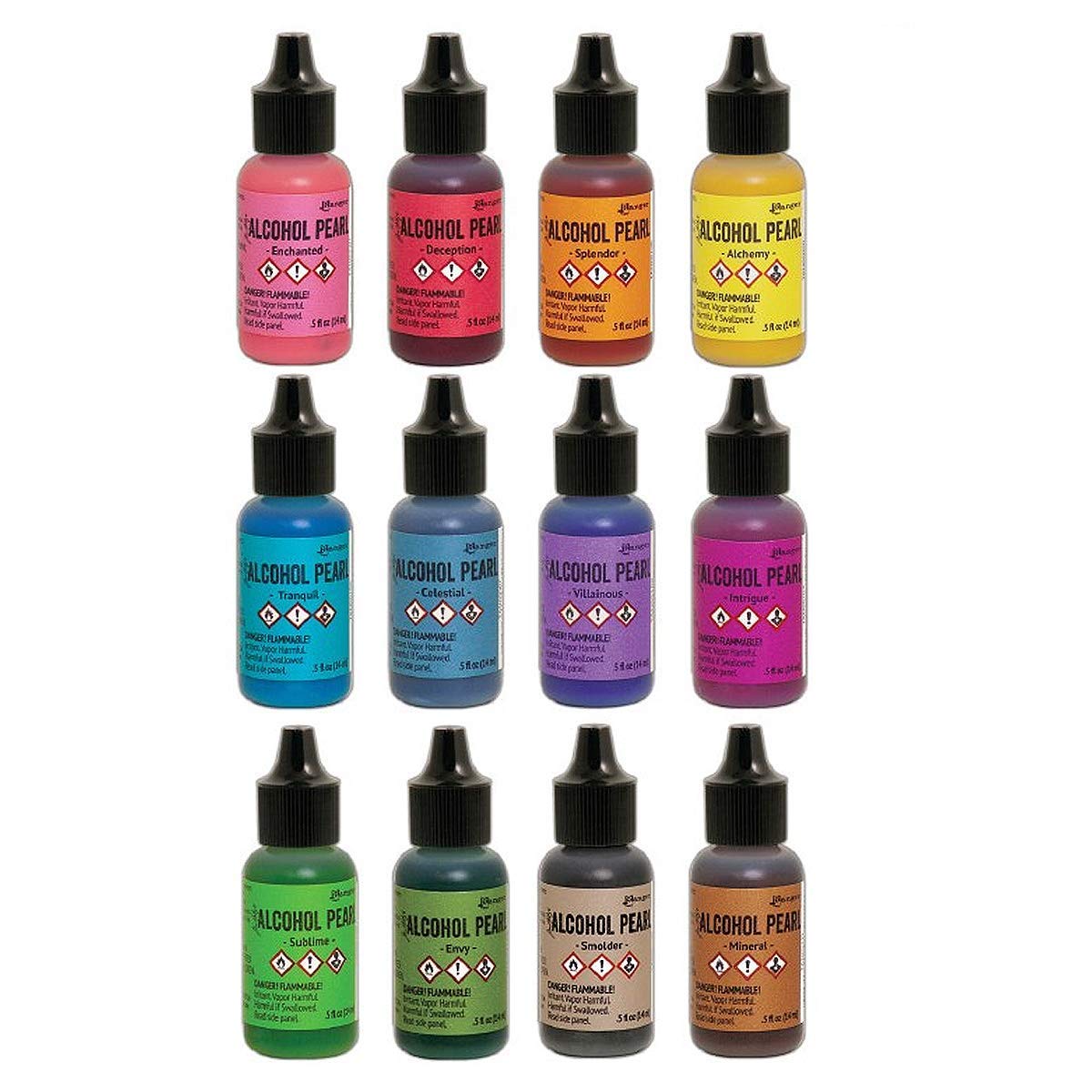 Ranger Tim Holtz Adirondack Alcohol Ink Pearl Set - 12 Pearls, Blending Solution, Pen & Purple Turtle Blending Stick for Yupo Paper, Cardstock, Resin Tinting | DIY Craft, Scrapbooking, Mixed Media Art Projects