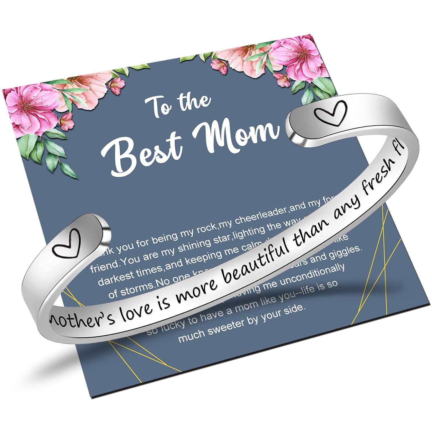 Adjustable Inspirational Bracelet for Mom - Thoughtful Jewelry Gift for Women, Wife, Daughter - Perfect for Mother's Day, Birthday & Special Occasions - Elegant Cuff Bracelet for Everyday Wear & Gifting