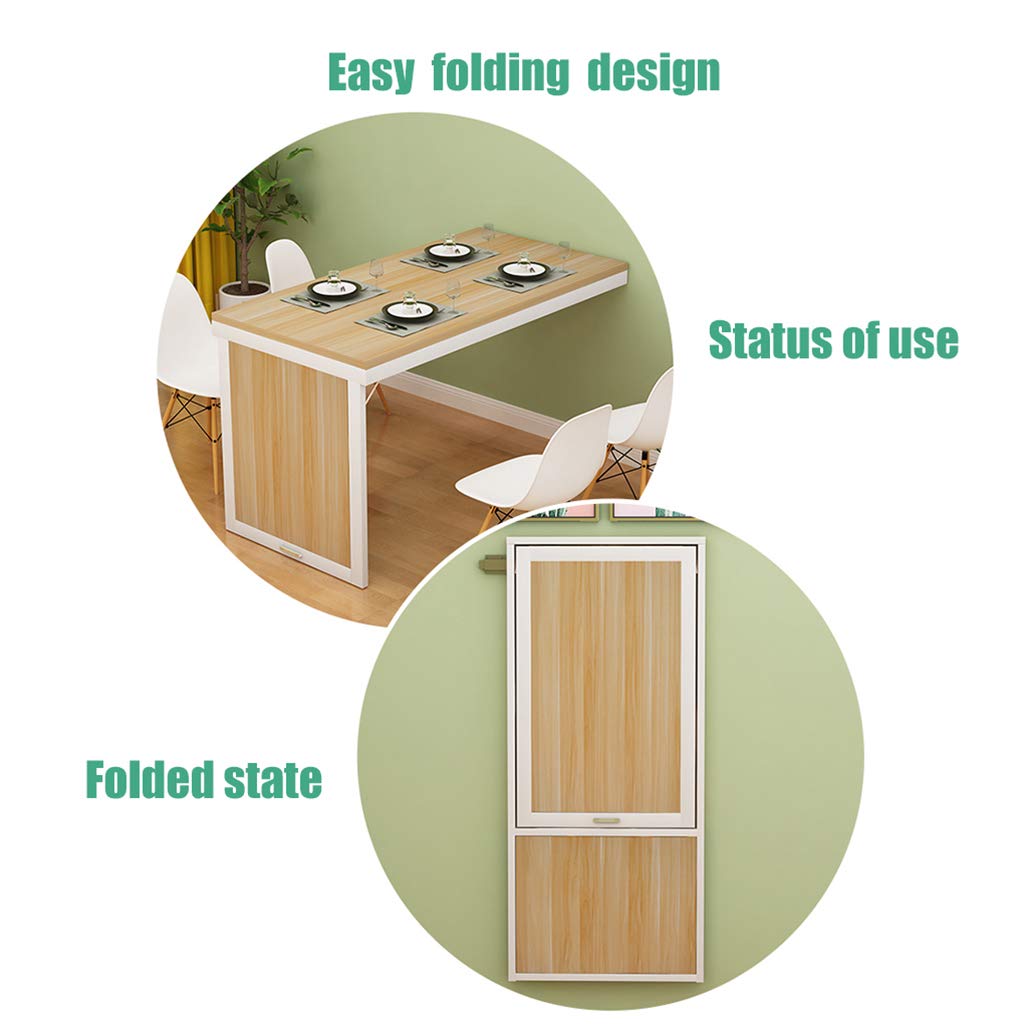 Space Saving Wall Mounted Folding Desk - Foldable Kitchen Dining Table, Home Office Computer Desk, Invisible Wall Workbench for Small Apartments, Dorms & Tiny Homes - Perfect for Remote Work, Meal Prep & Compact Living Spaces