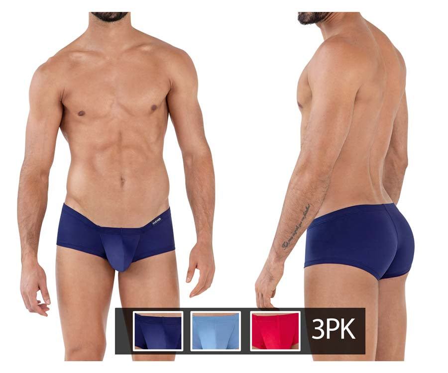 Clever Australian Latin Trunk - Red, Blue & Dark Blue 3-Pack | Comfortable Swim Briefs for Men, Beach & Pool Wear
