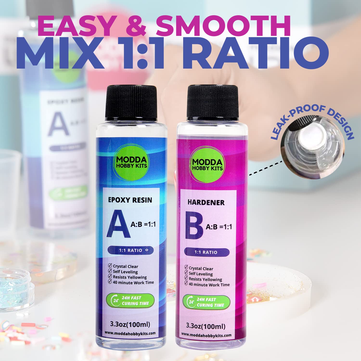 Premium Epoxy Resin Kit for Jewelry Making - Crystal Clear, Self-Leveling, UV & Yellowing Resistant, Bubble-Free - Perfect for DIY Crafts, Resin Casting, Coating, and Art Projects - Easy 1:1 Mix Ratio with Hardener (16oz) - Ideal for Pendants, Earrings, Bracelets & Home Decor