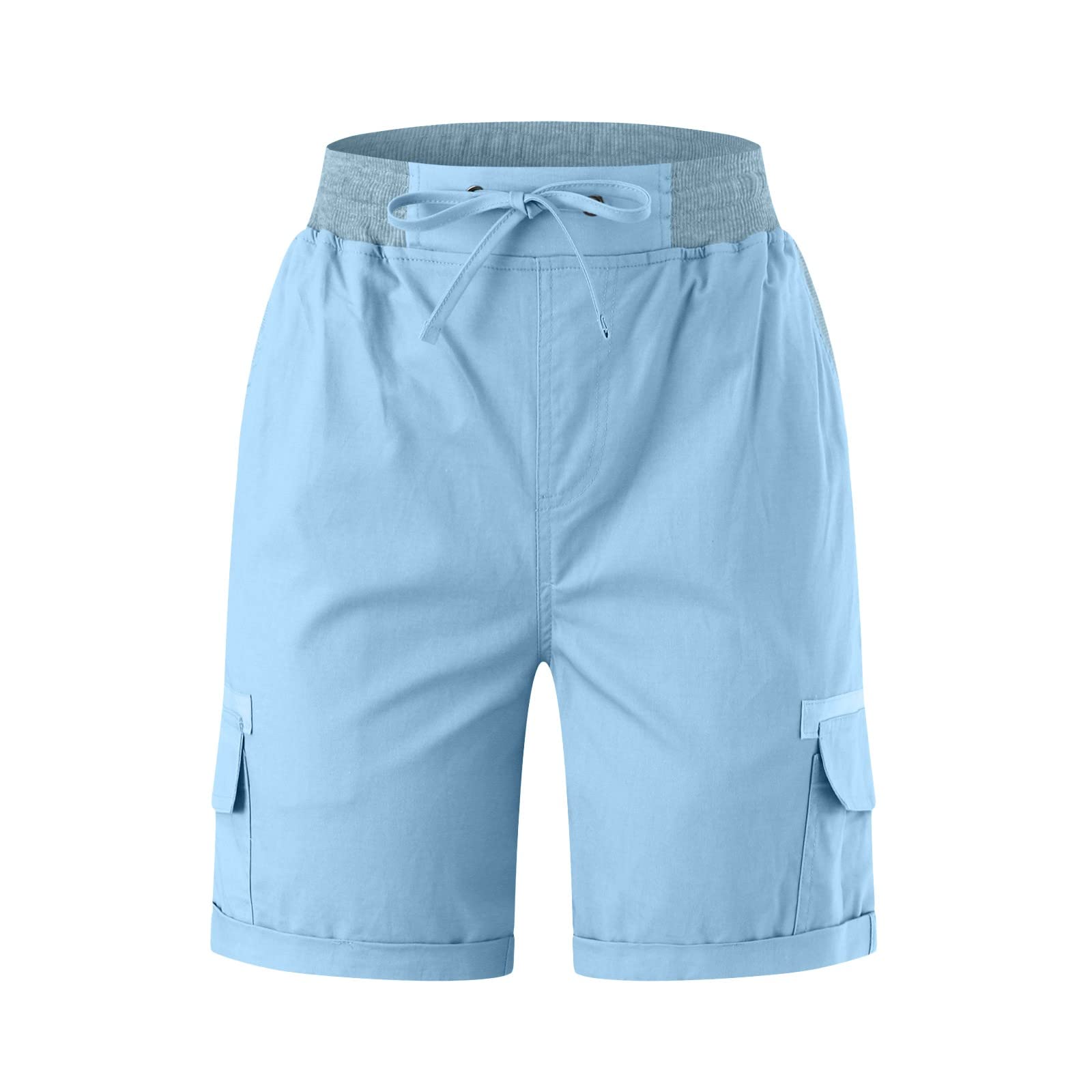 AMDBEL Women's Bermuda Shorts - Plus Size Cotton Gym Shorts with Pockets for Workout & Summer
