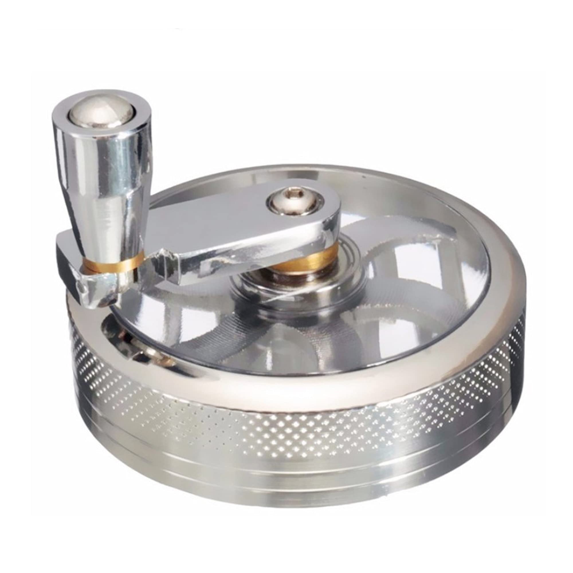 Premium 4-Layer Zinc Alloy Herb Grinder with Pollen Scraper & Hand Crank - 55mm Spice Crusher for Dried Herbs, Tobacco & Tea - Compact Manual Muller for Home Kitchen, Camping & Travel (Silver)