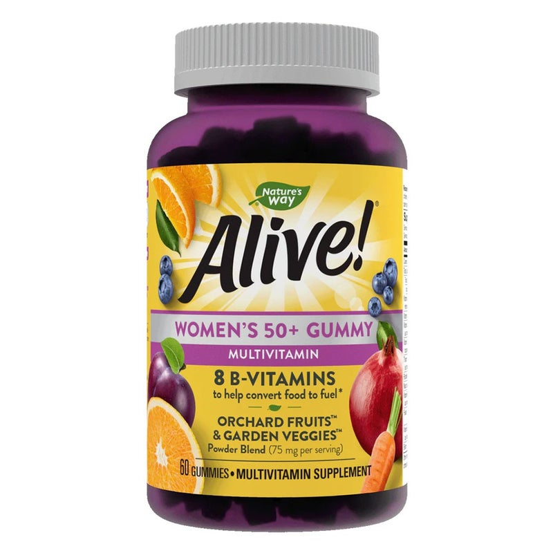 Alive! Women's Multivitamin Gummies - 50+ Essential Nutrients with Orchard Fruits & Garden Vegetables (60 Count) - Daily Energy & Immune Support for Active Women