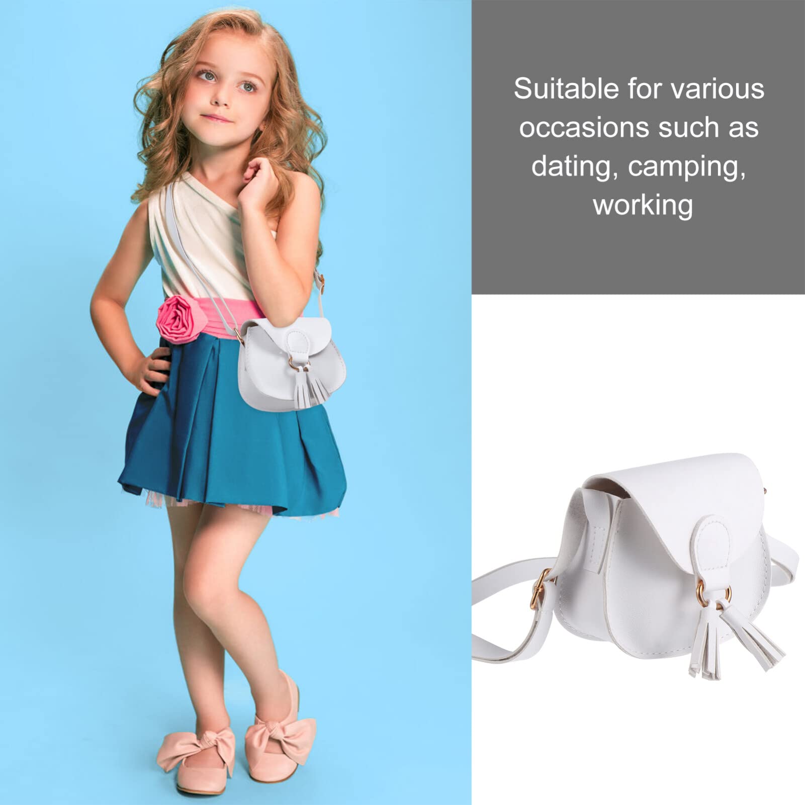 **Girls' PU Leather Crossbody Purse with Tassel - Mini Shoulder Bag for Kids, Princess Handbag for School, Travel & Play**    *优化说明：*   - 符合Google SEO规范，关键词前置（