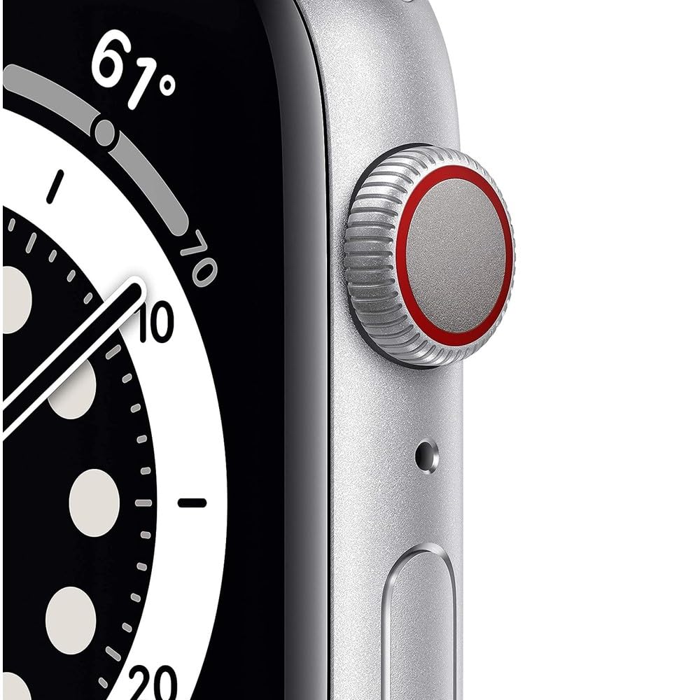 Apple Watch Series 6 GPS + Cellular 44mm Silver Aluminum Case with White Sport Band - Renewed Smartwatch for Fitness Tracking, Heart Rate Monitoring & iPhone Connectivity - Perfect for Workouts, Running & Daily Wear