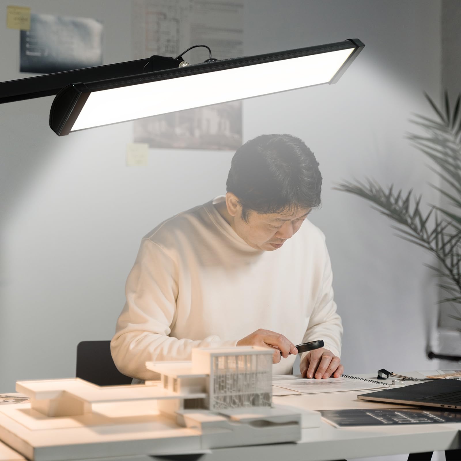 LED Architect Desk Lamp with Clamp - 2300 Lumens Adjustable Swing Arm Task Light for Office, Drafting & Reading | 180 Bright LEDs, 30W Workbench Lighting (Black) - Perfect for Home Office, Study Room & Workshop