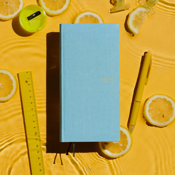 Hobonichi Weeks MEGA 2025 Planner - Lemon Water Hardcover, Weekly Horizontal Layout, English Edition (January Start, Monday Start) - Perfect for Journaling, Scheduling & Productivity Tracking