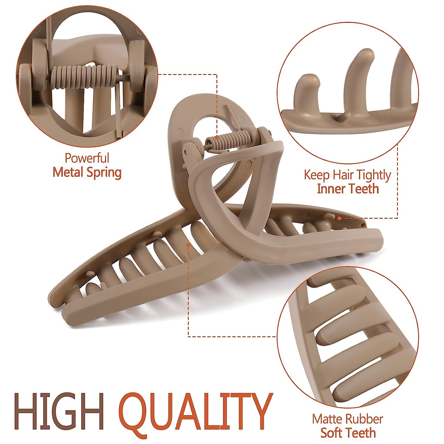 2PCS Large Hair Claw Clips for Women - 4.3 Inch Matte Hair Clips with Strong Hold, Fashion Hair Barrettes for Thick Long Heavy Hair - Perfect for Work, Gym, and Everyday Styling (Jumbo+T)