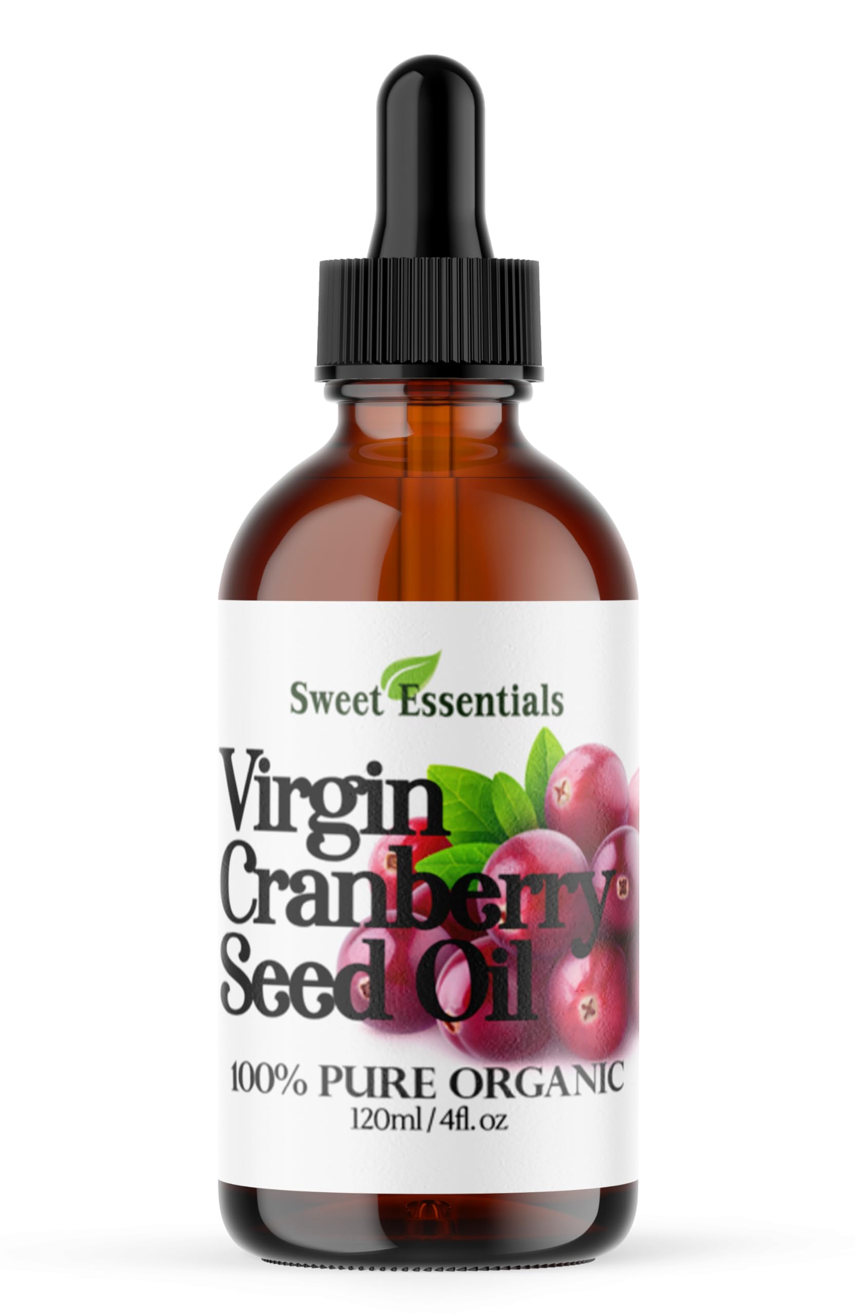Organic Virgin Cranberry Seed Oil - 100% Pure, Cold-Pressed & Unrefined | Natural Moisturizer for Skin, Hair & Face Care | Imported from Canada | 4 fl oz Glass Bottle | Perfect for DIY Beauty, Aromatherapy & Massage Therapy