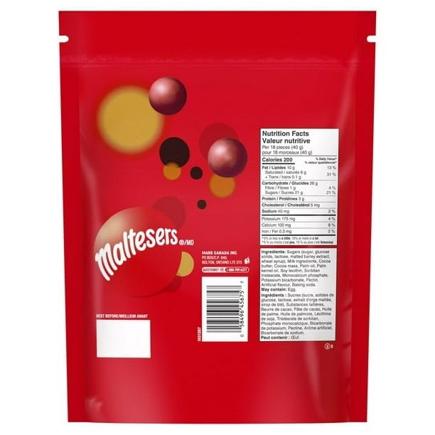 Maltesers Milk Chocolate Candy Bites - 2 Pack (650g/22.9oz Each) with Ice Pack | Premium Sharing Size Chocolate Treats | Perfect for Parties, Movie Nights & Gift Giving | Shipped from Canada