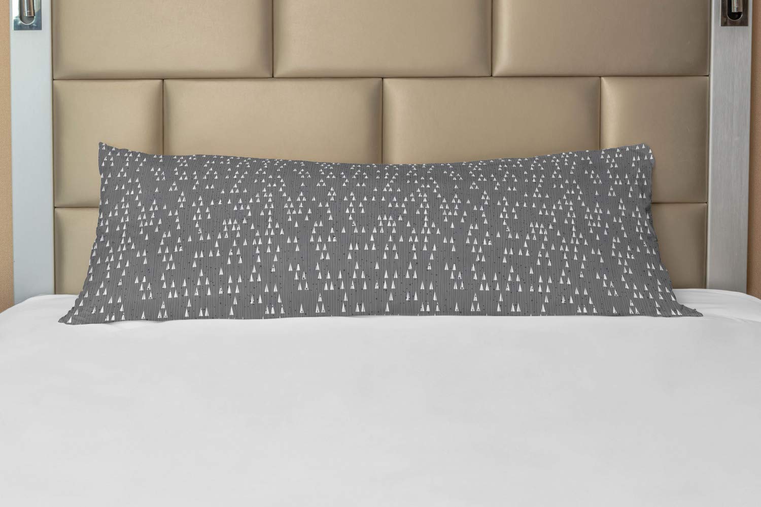 Ambesonne Abstract Geometric Body Pillow Cover with Zipper - Grey & White Triangle Pattern Decorative Pillowcase 21x54 Inches - Perfect for Sofa, Bed, Dorm Room & Home Decor