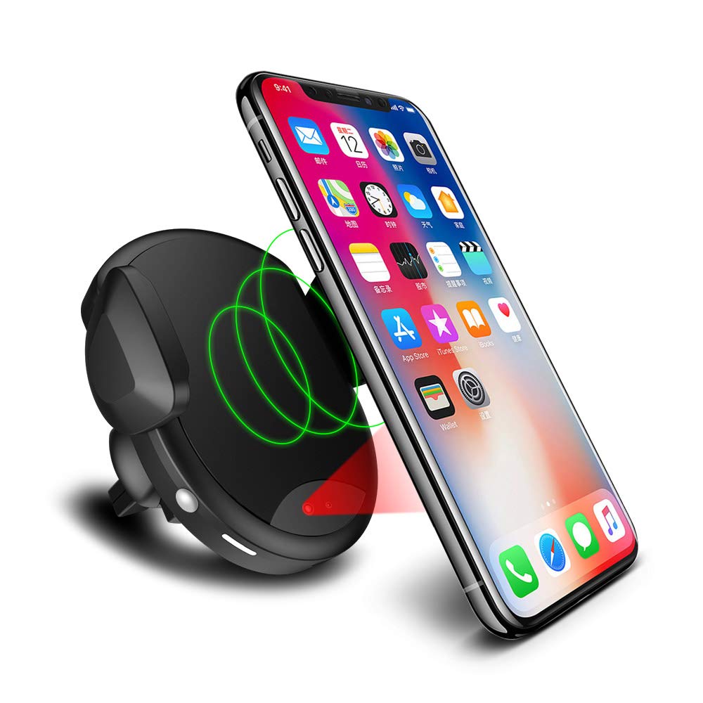 AWINNER 15W Fast Wireless Car Charger with Auto-Clamping Air Vent Mount - Qi Certified for iPhone 15/14/13, Samsung Galaxy S23/S22 - Perfect for Commuting & Road Trips