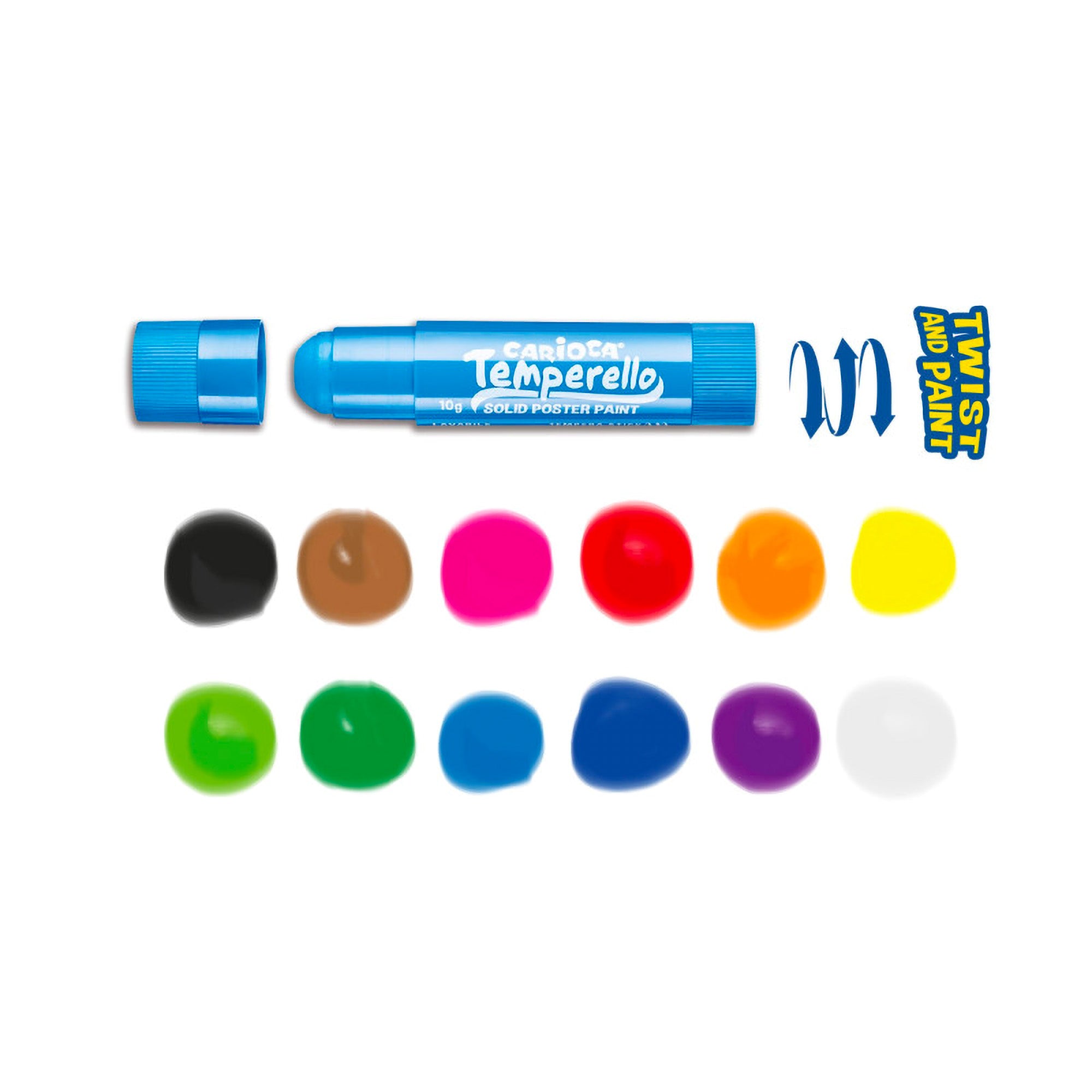 12 Pack Temperello Poster Paint Sticks - Non-Toxic Washable Art Supplies for Kids, Classroom & DIY Crafts - Vibrant Colors for Paper, Canvas & Cardboard Projects