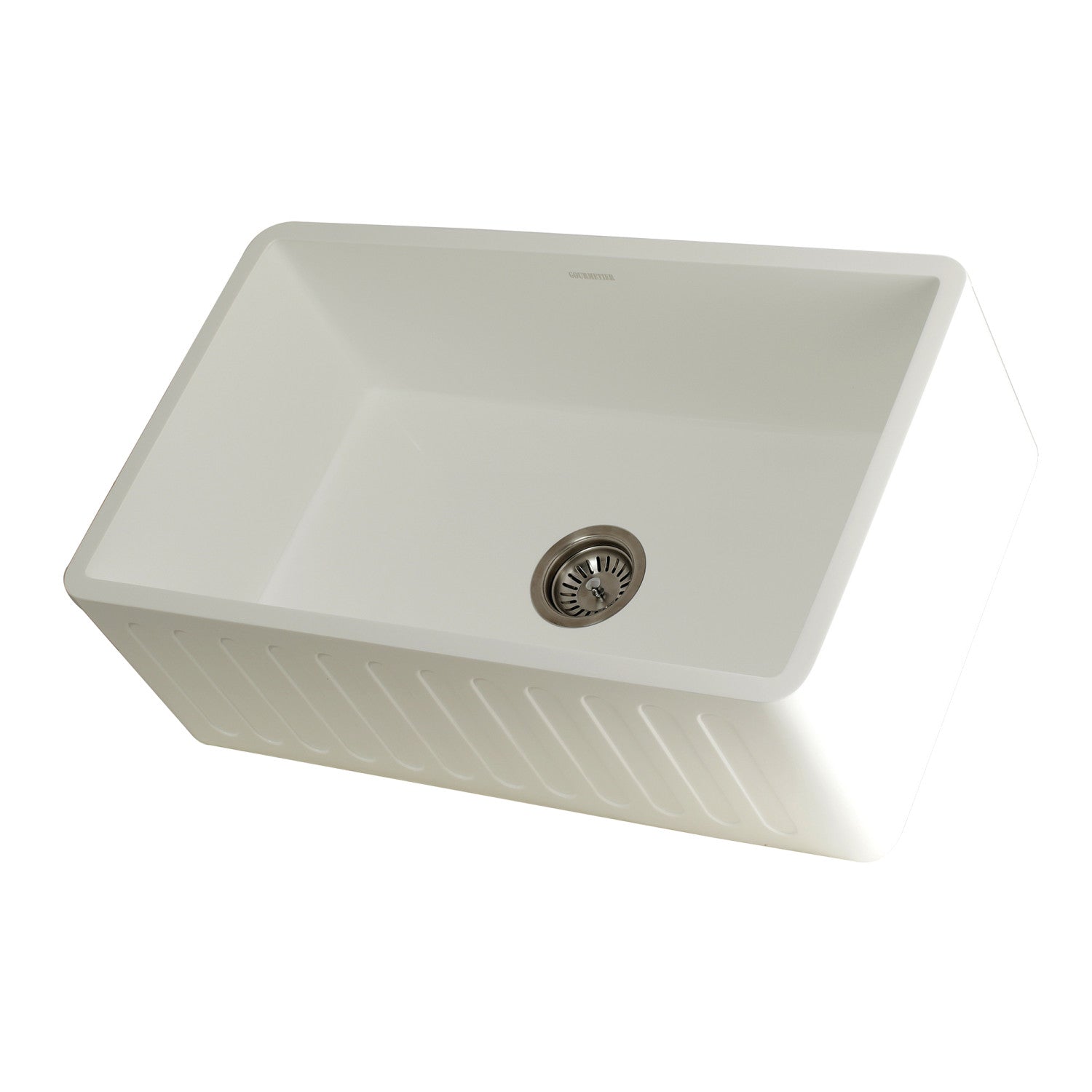 Arcticstone 30 Inch White Farmhouse Kitchen Sink - Matte White Solid Surface Apron Front Single Bowl with Strainer - Perfect for Modern Farmhouse & Rustic Kitchen Renovations