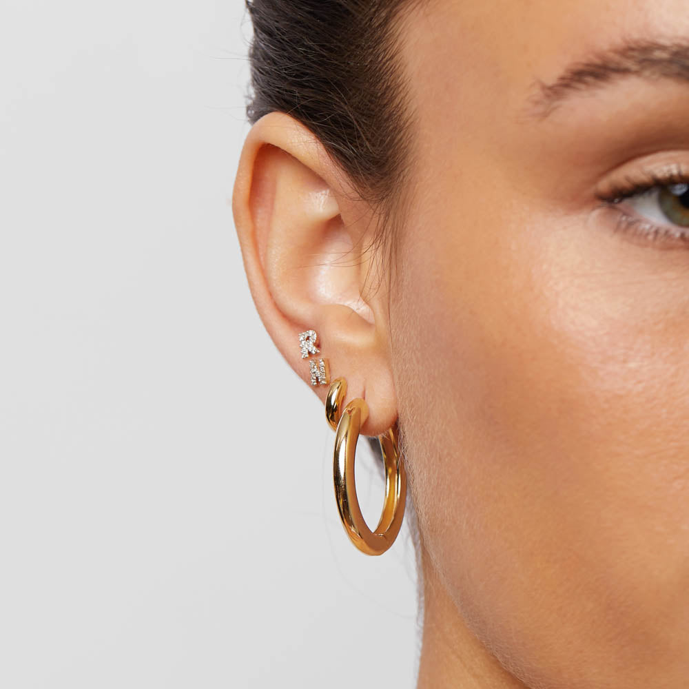 10k Gold Diamond Letter N Single Stud Earring - Elegant Initial Jewelry for Women, Perfect for Gifts, Everyday Wear & Special Occasions