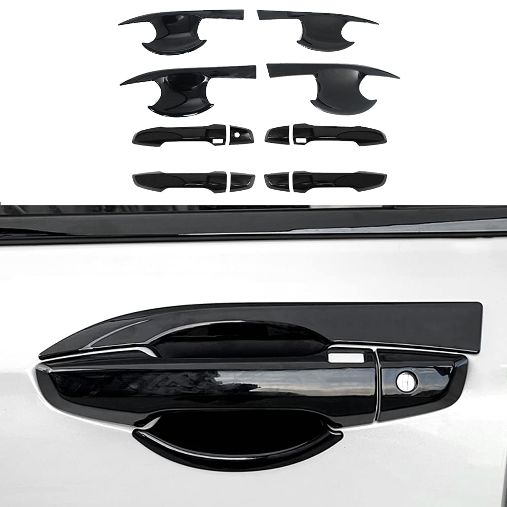 12PCS ABS Bright Black Automotive Exterior Door Handle Bowl Cover Trim Protector for Honda CR-V 2017-2022 - Scratch Resistant Outer Door Decoration Frame Accessories (Perfect for Car Wash & Daily Protection)