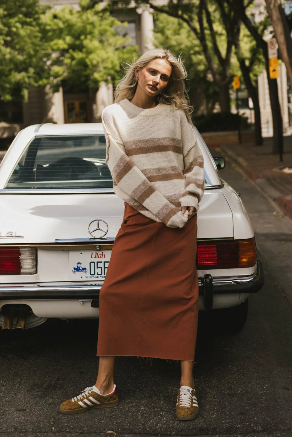Allurah Striped Sweater Women's Casual Knit Pullover - Cozy Winter Fashion Top for Fall & Winter Outfits | Perfect for Office, Dates & Holiday Gatherings