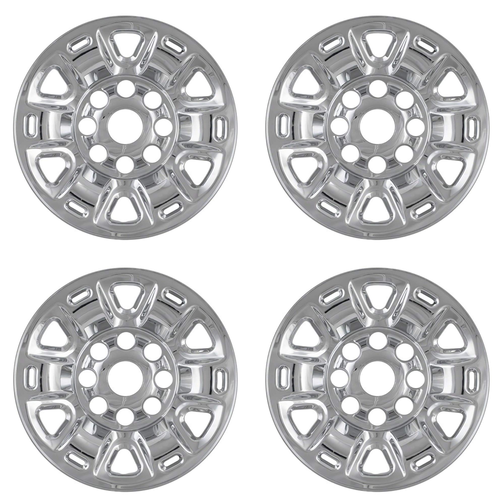 Chrome Plated 17 Inch 6-Spoke Wheel Skin Covers for 2012-2019 Nissan NV Cargo - Set of 4, Plastic Hub Caps Compatible with Steel Wheels - Perfect for Enhancing Vehicle Appearance & Protecting Rims from Damage