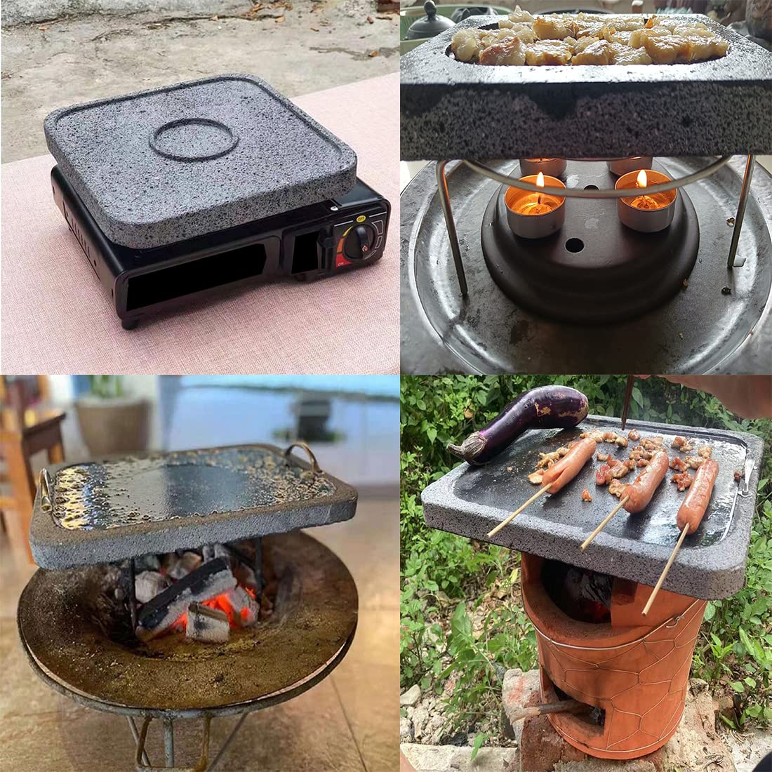 Premium Lava Grill Stone for Steak - 11.8x7.9x1 Inch Volcanic Cooking Plate for Oven, BBQ & Tabletop Grilling - Perfect for Meat, Fish, Vegetables & Pizza - Ideal for Backyard BBQs, Camping & Outdoor Cooking