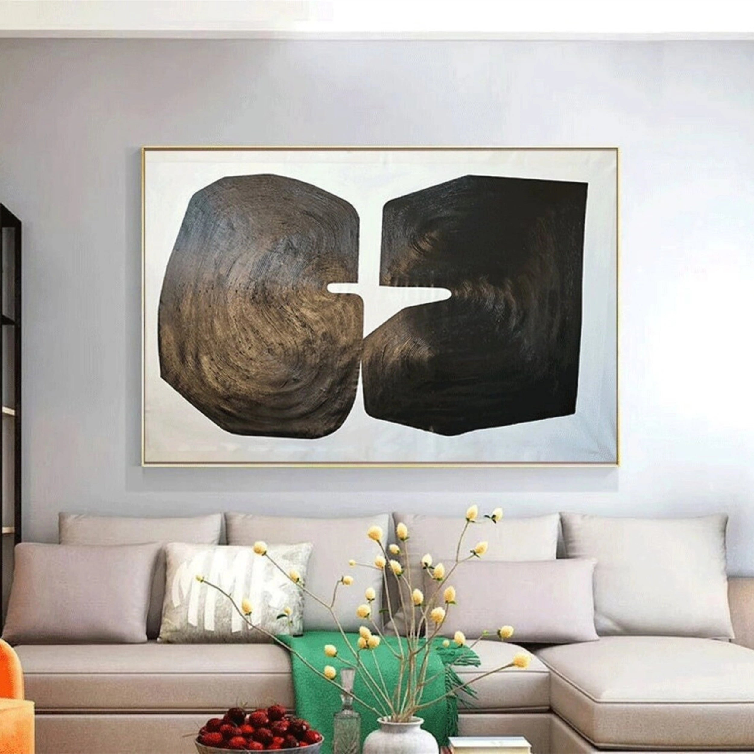 Modern Black and White Textured Minimalist Wall Art Print #MZ077 - Perfect for Living Room, Bedroom & Office Decor