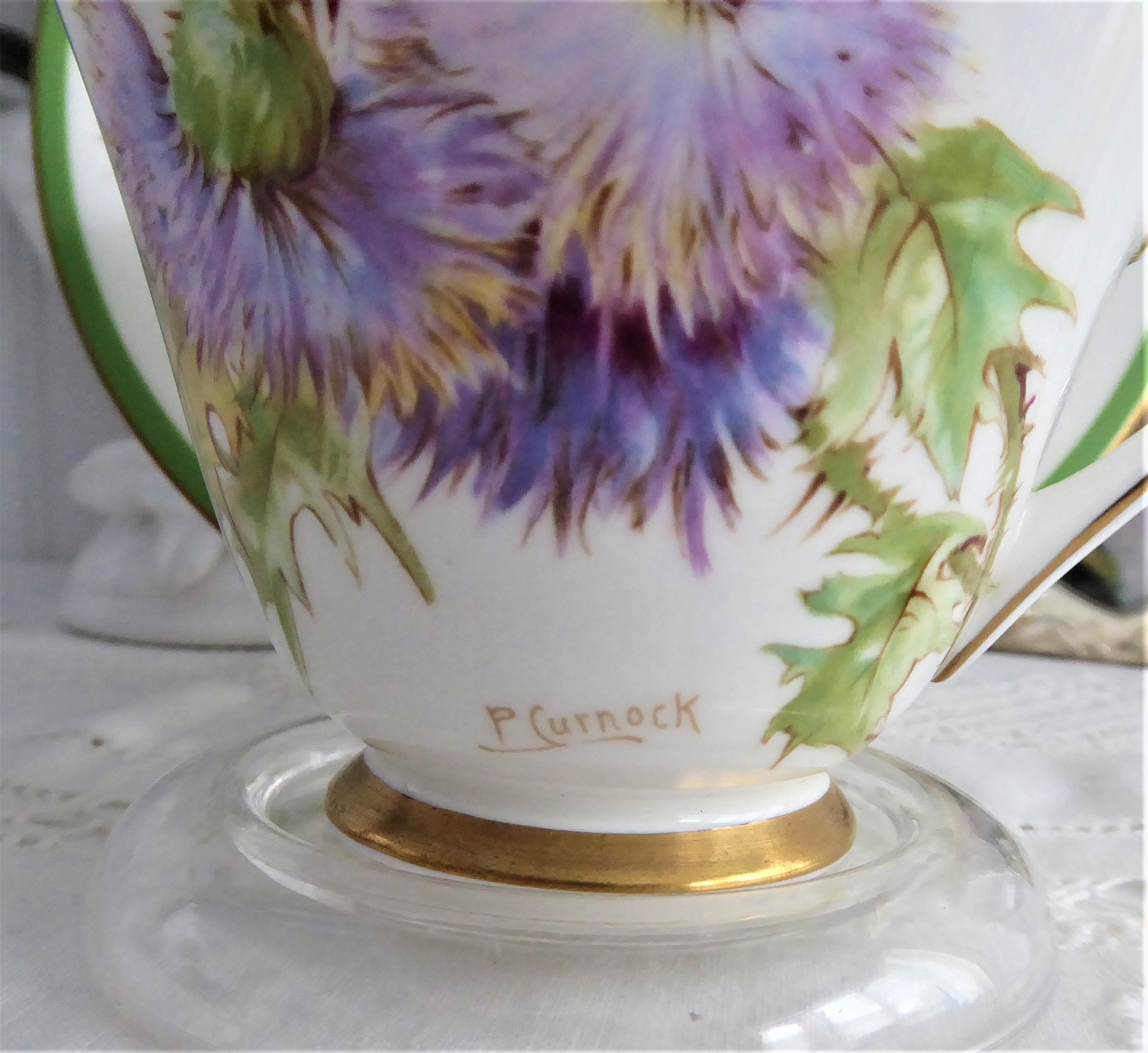 Vintage Royal Doulton Glamis Thistle Cup and Saucer Set - Hand-Painted 1930s Collectible Tea Cup with Queen Mum Association | Perfect for Afternoon Tea, Royal Memorabilia Collections & British Antique Displays