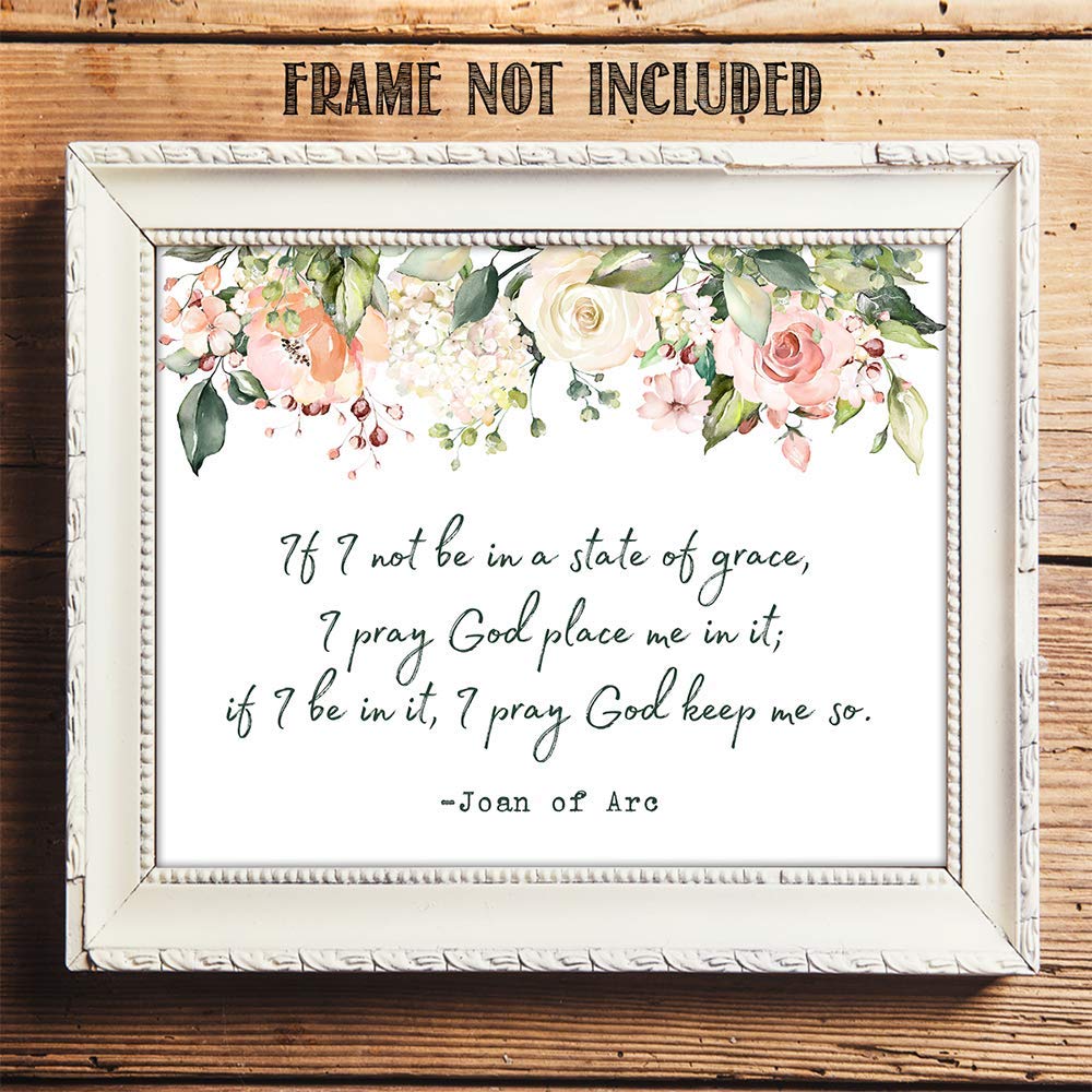 TJ Originals - Joan of Arc Christian Bible Quote Wall Art Print 11x14 Inches | Inspirational Bible Verse Decor for Home, Office & Church | Gift for Women, Family & Friends | Birthday & Religious Occasions | Floral Design