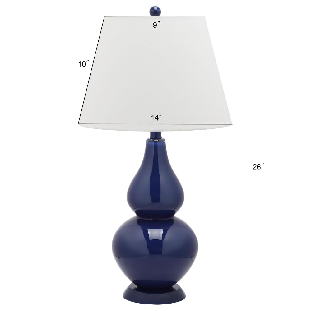 SAFAVIEH Cybil Modern Navy Double Gourd Glass Table Lamp Set of 2 - 27