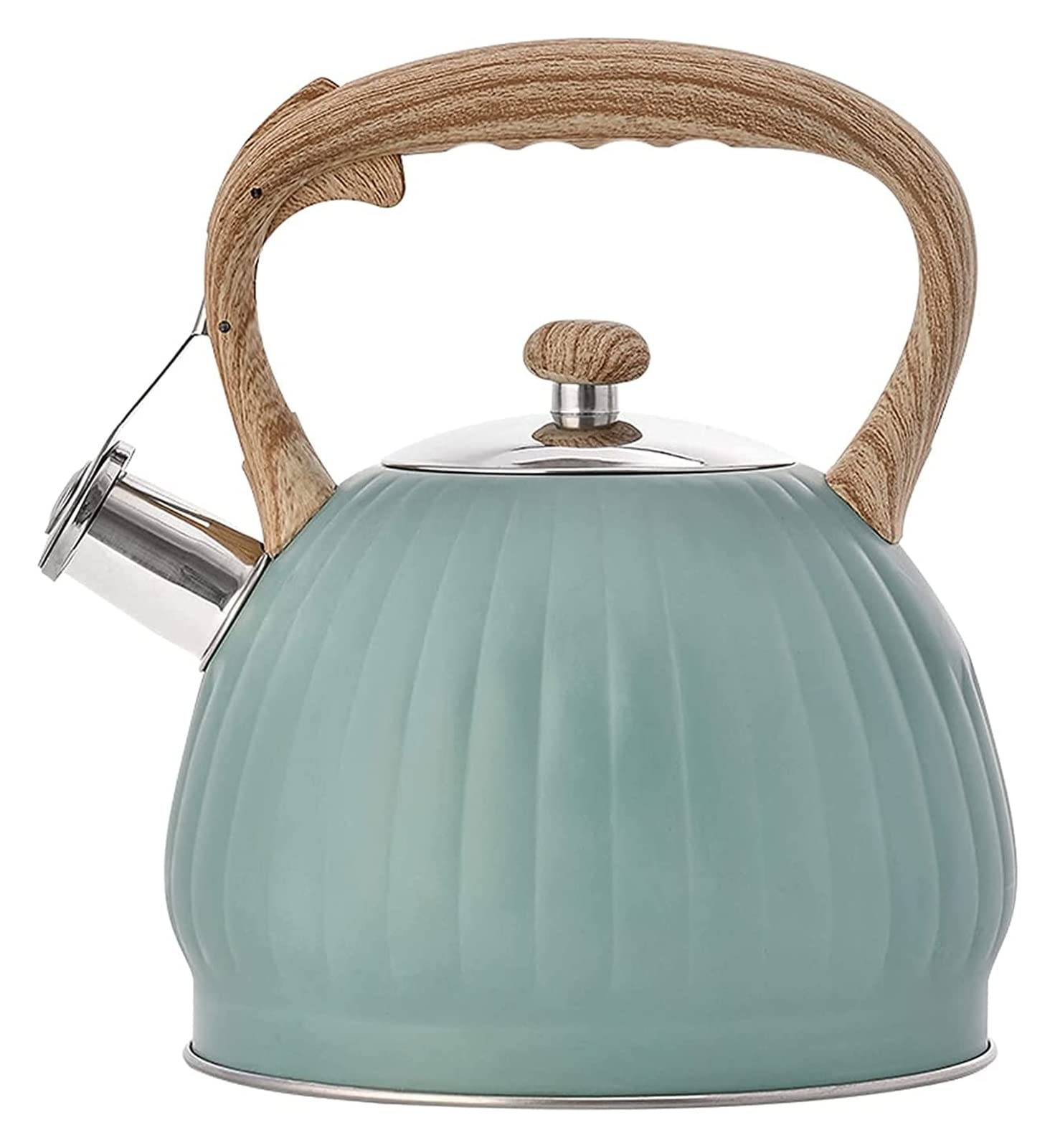 **Stainless Steel Whistling Tea Kettle 3.5L - Pumpkin Shape with Wood Grain Nylon Handle - Stovetop Camping Kettle for Home, Outdoor & Tea Lovers**    *(Perfect for Boiling Water, Making Tea, Camping Trips & Cozy Kitchens)*